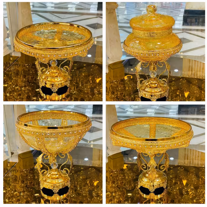 سرویس پذیرایی طلایی نگین دار با رنگ ثابت مخصوص خاص پسندا     (پرداخت به صورت پس کرایه)