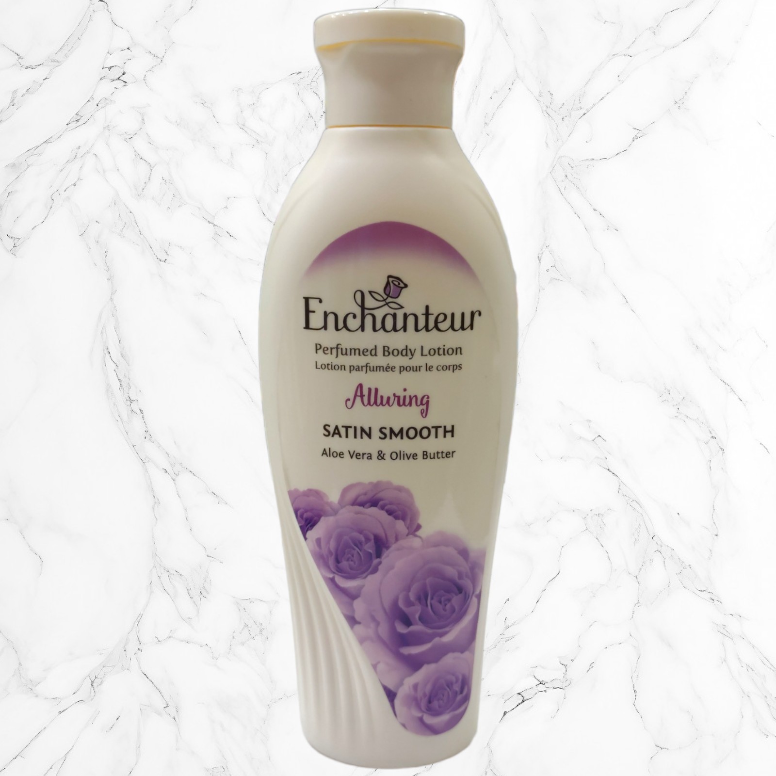 لوسیون بدن انشانتر ENCHANTEUR  حجم 250میل رایحه رز  بنفش محصول مالزی حاوی عصاره آلوورا و کره زیتون