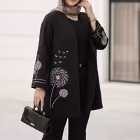 مانتو کت زنانه کرپ  مازراتی و گلدوزی شاپرک