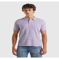 تی شرت یقه پولو بنفش مردانه آرم پستان 100 ٪ پنبه ای با دکمه چوگان دوزی شده United Colors of Benetton