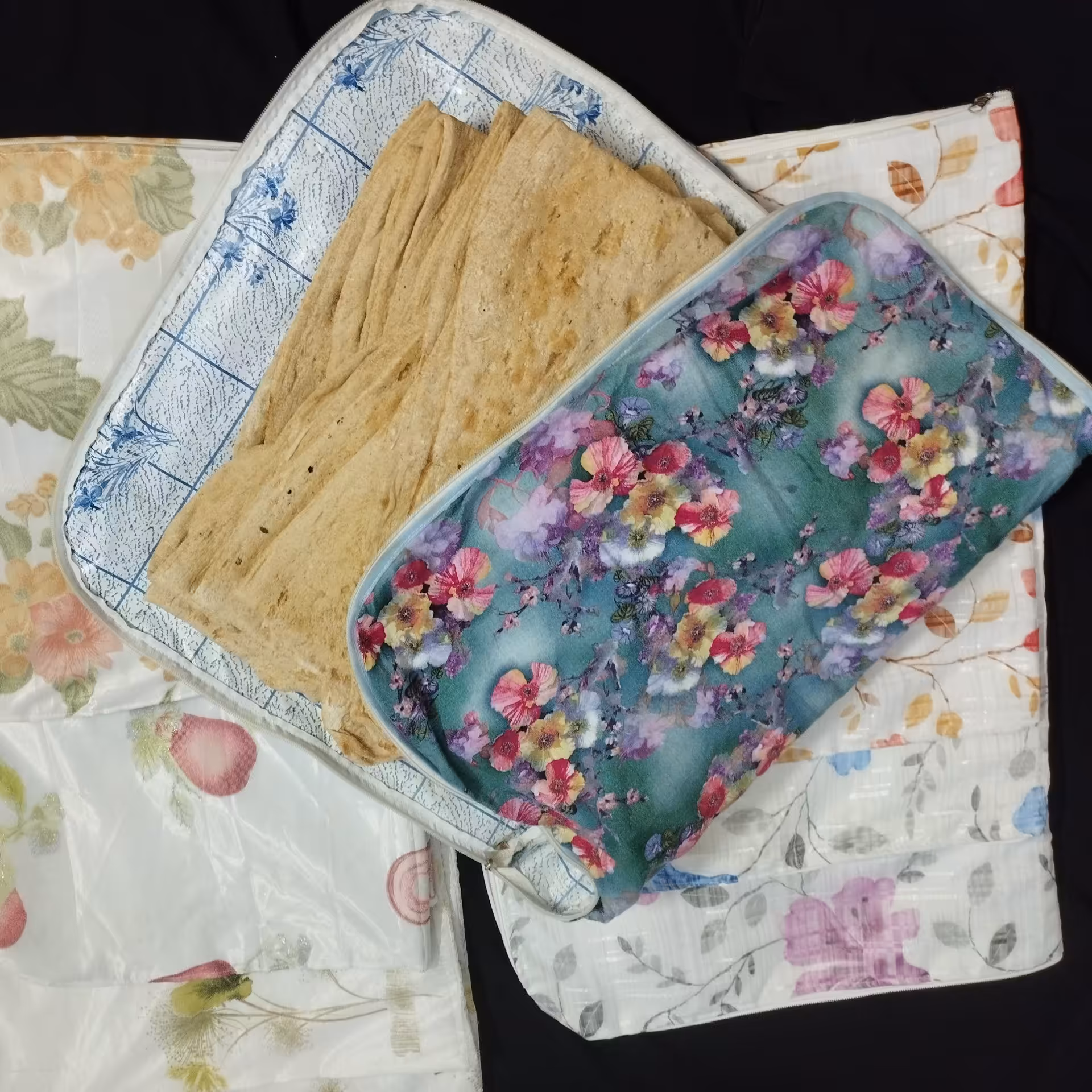 سفره ی نان زیپدار مخصوص فریزر مسافرت،کاورنان،در رنگهای مختلف داخل سفره ی پشت پنبه 