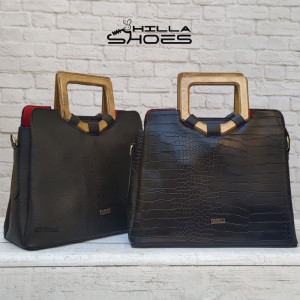 کیف زنانه دسته چوبی چرم سایز متوسط