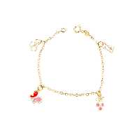 دستبند طلای 18 عیار بچه گانه مینا رنگی مدل Hello kitty کد DT017