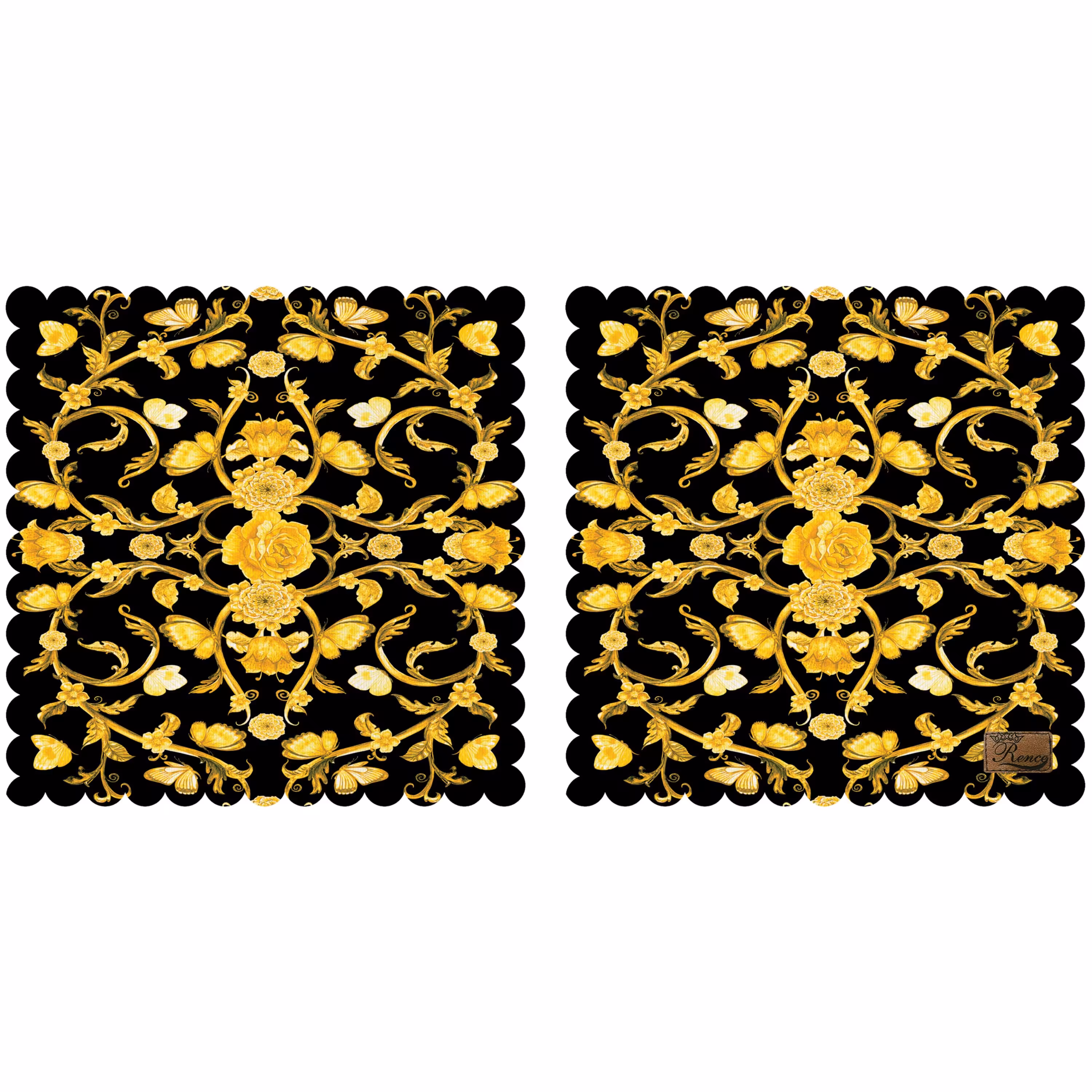 رومیزی مخمل طرح گل دو عدد سایز 40 در 40 مدل T3-156 شرکت رنس