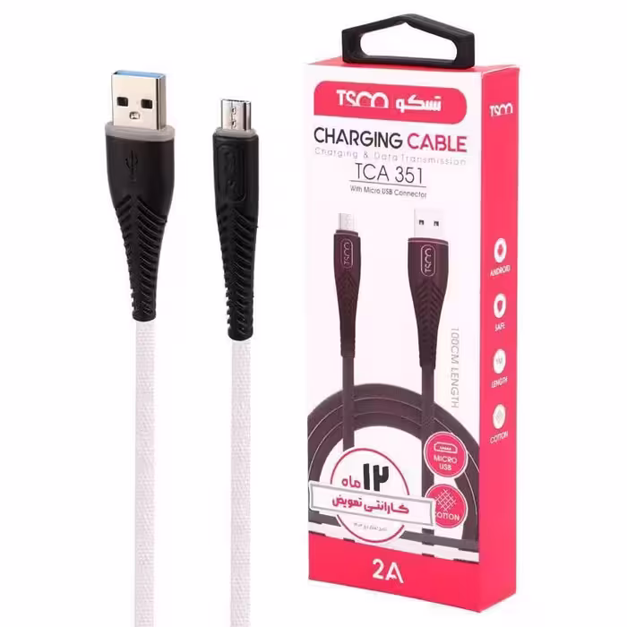 کابل شارژ   Micro USB تسکو مدل TCA 351 کابل شارژ میکرو TSCO 351