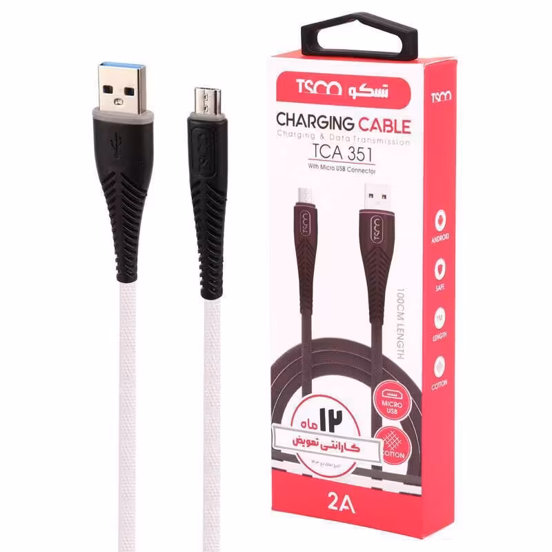 کابل شارژ   Micro USB تسکو مدل TCA 351 کابل شارژ میکرو TSCO 351