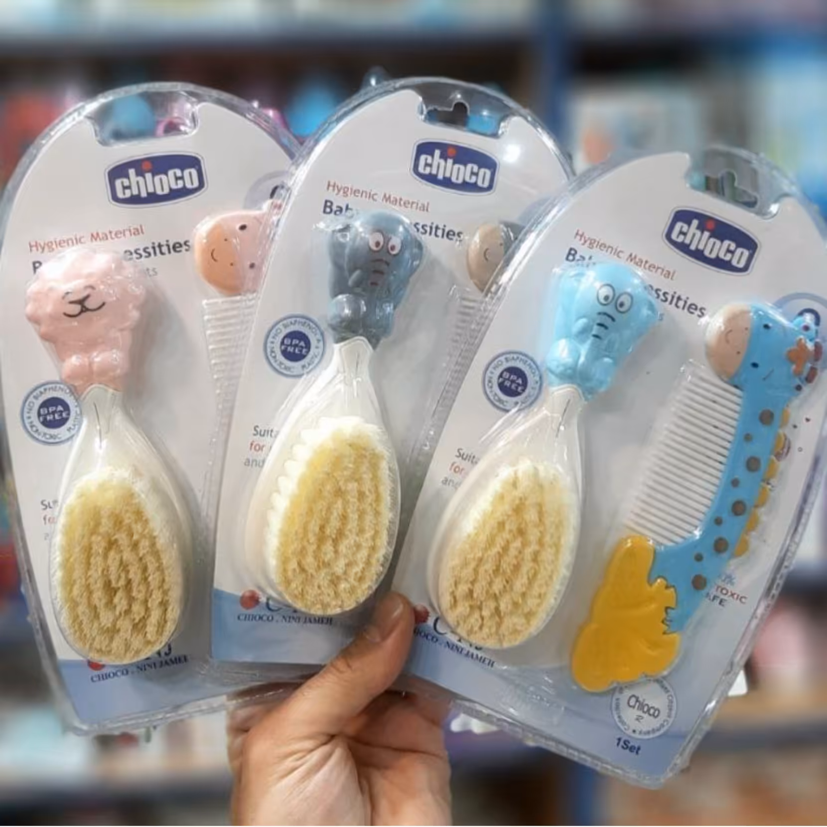 ست برس و شانه نوزاد طرح چیکو طرح زرافه فیل