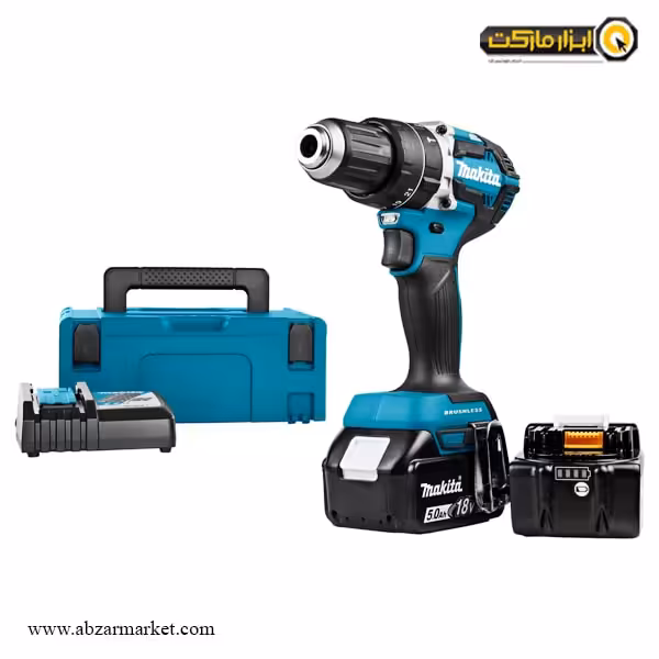 دریل شارژی چکشی ماکیتا براشلس لیتیوم 18 ولت مدل DHP484RTJ