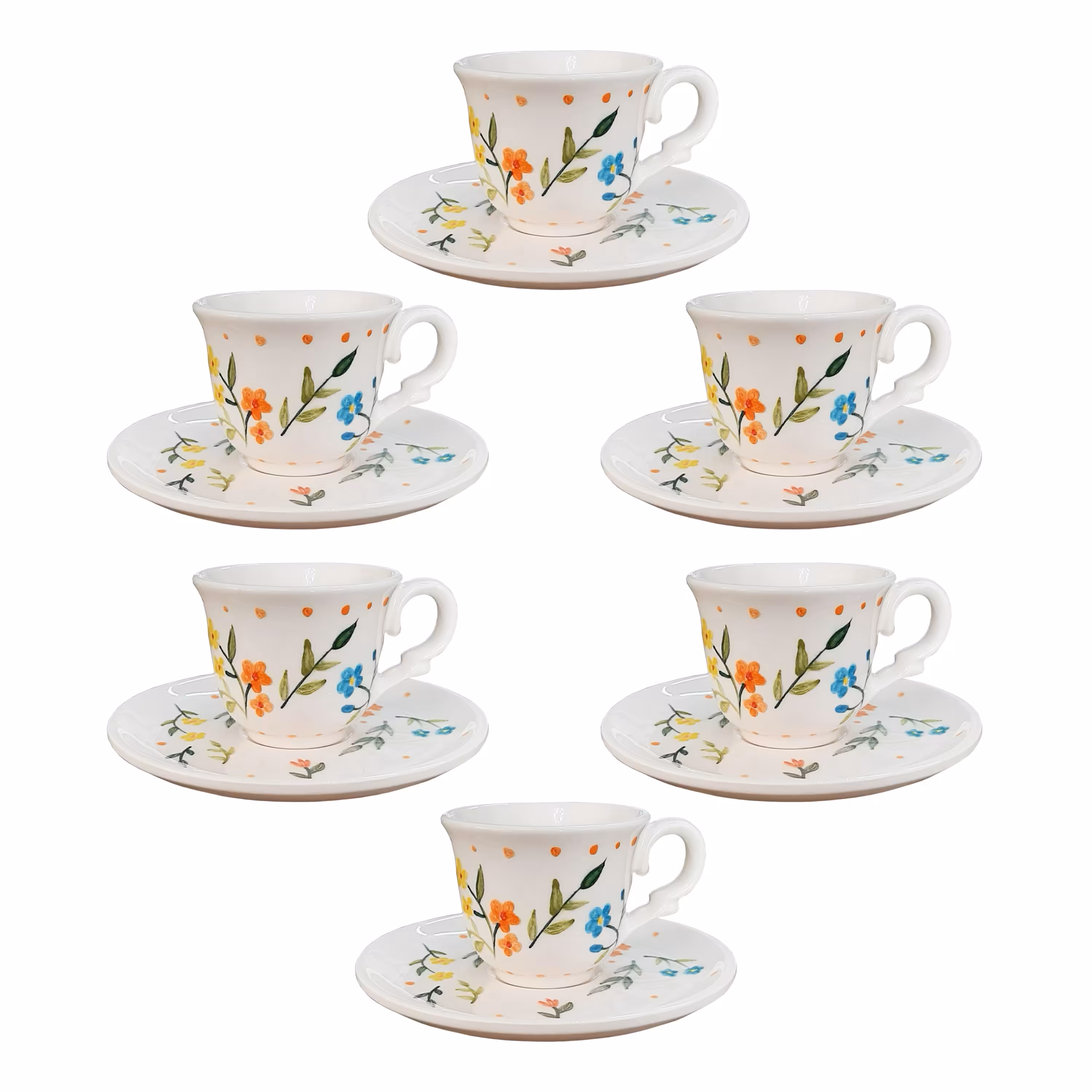 ست قهوه خوری 12 پارچه سرامیکی طرح گل کد ZP17