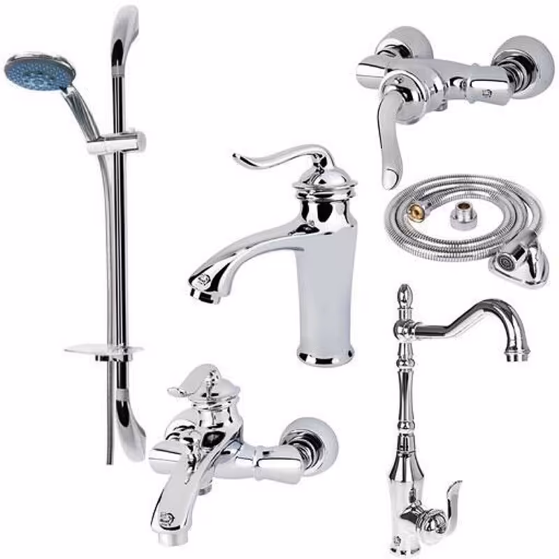 ست 6 تیکه شیرالات بامبو کروم ارسال (پس کرایه) به عهده مشتری