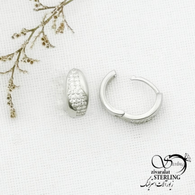 گوشواره نقره عیار925 با نگین اتمی کد 13178