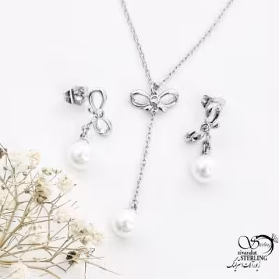 نیمست ژوپینگ پاپیون با آویز مرواریدی کد 17557