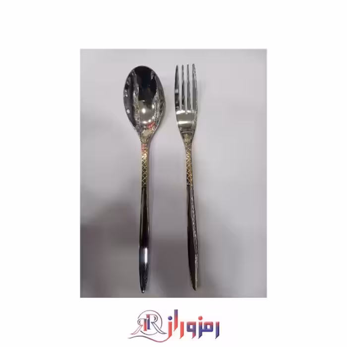 سرویس قاشق چنگال 24 نفره یونیک مدل سوزنی  طرحدار نقره ای طلایی