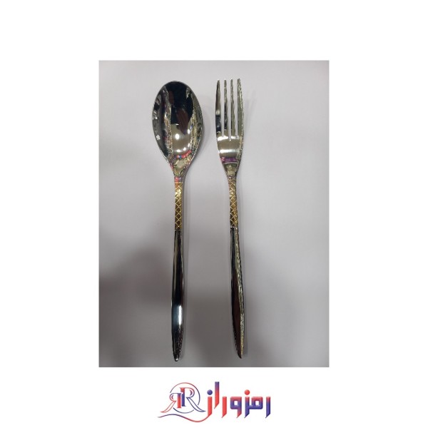 سرویس قاشق چنگال 24 نفره یونیک مدل سوزنی طرحدار نقره ای طلایی