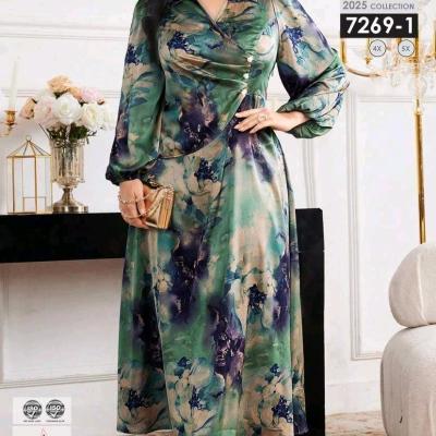 پیراهن مجلسی بیگ سایز7269 کرپ حریر فرانسه