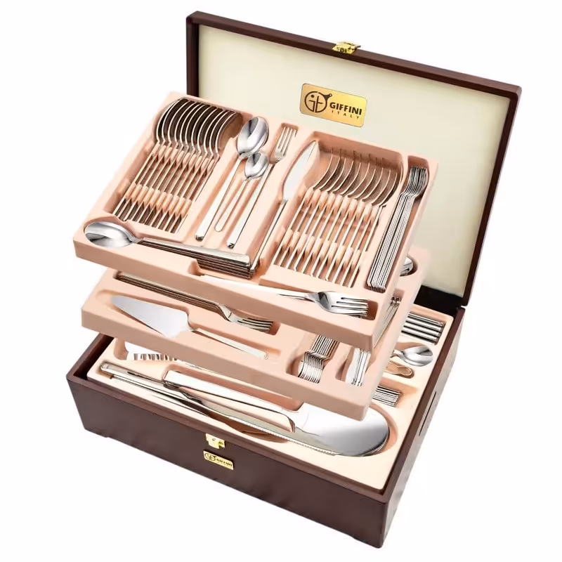 سرویس قاشق و چنگال 148 پارچه جی فی نیGIFFINI استیل براق  مدل G-01