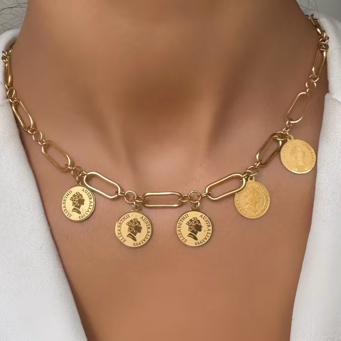 گردنبند استیل پلاک 5 تایی الیزابت