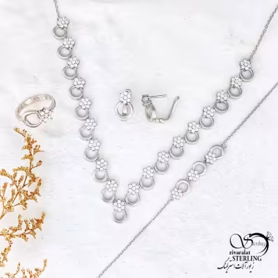 سرویس نقره حلقه ای گلدار با کد 12316