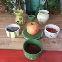 هفت سین هفت تیکه طراحی شده با دست و قابل شستشو کاسه ابعاد 8در4سانتیمتر 