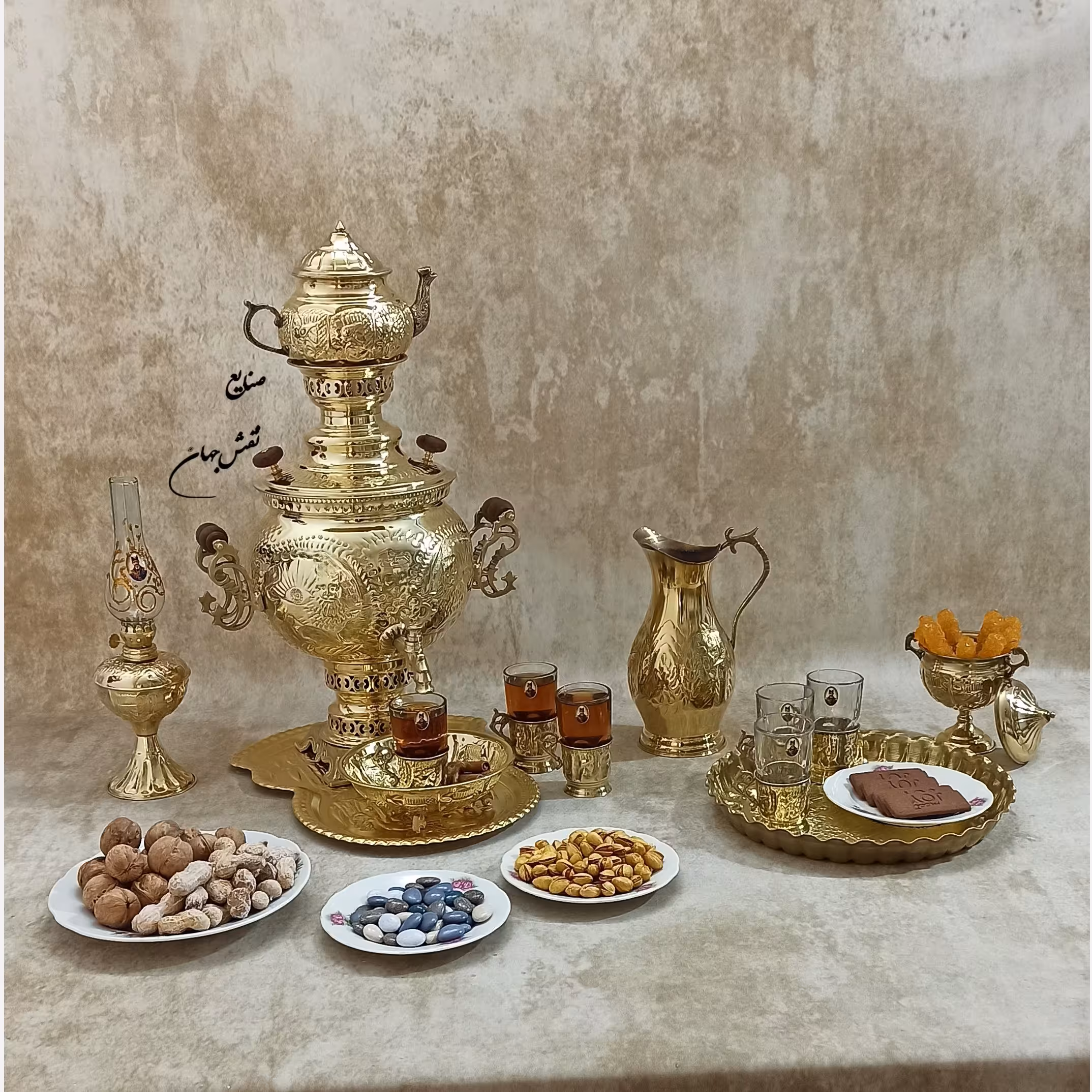 سماور زغالی 6لیتری طلایی