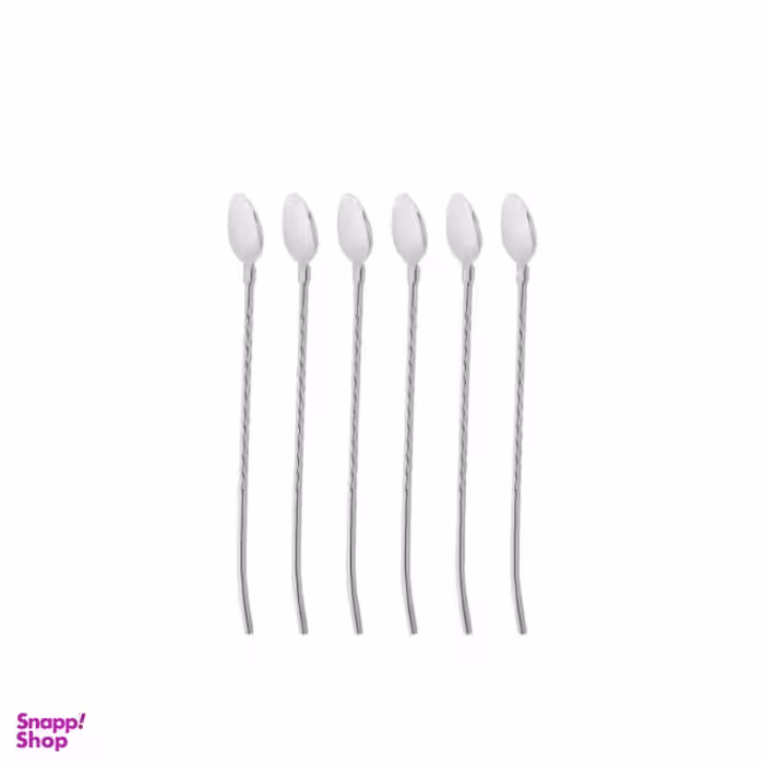 قاشق شربت خوری مدل نی دار کد FG38 مجموعه 6 عددی