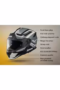کلاه کاسکت موتورسیکلت مشکی ایمنی چانه SMK SUPERTOUR SMK KASK