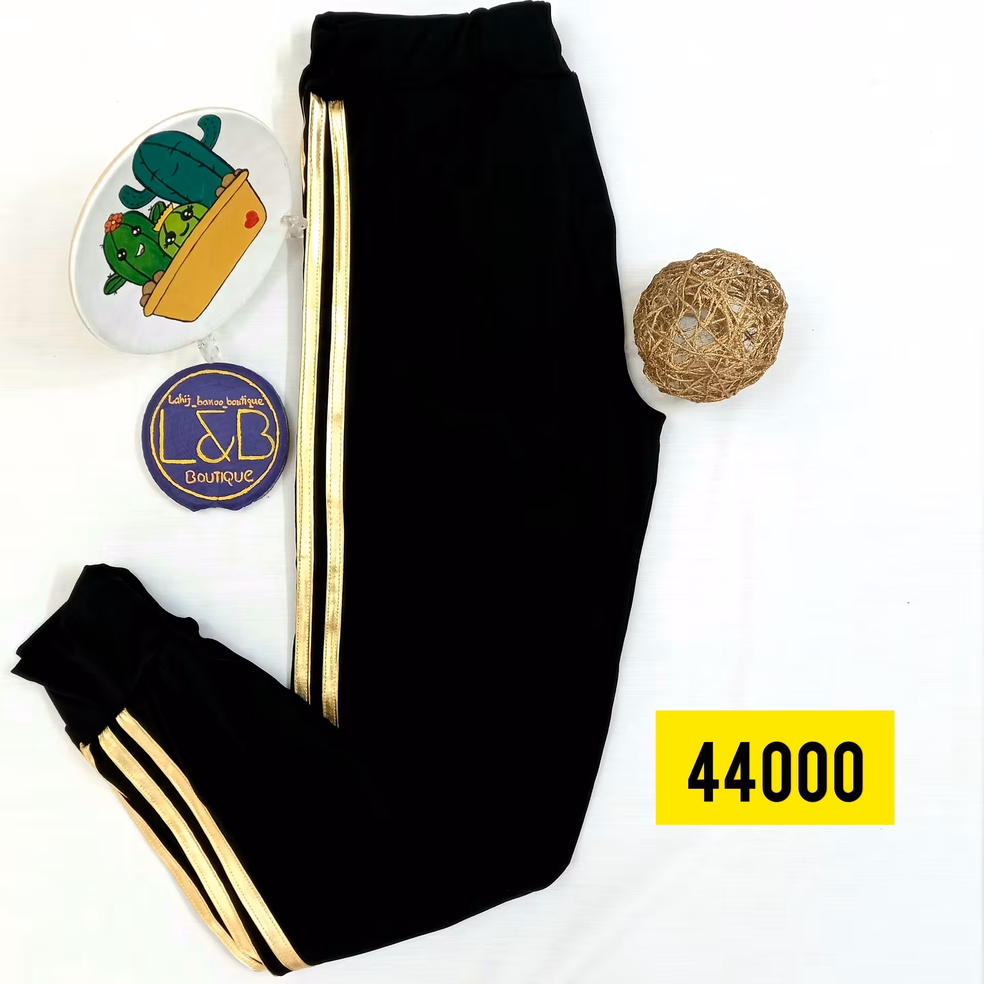 شلوار بغل نوار زنانه،جنس کرپ،مناسب تا سایز 42،تک رنگ مشکی