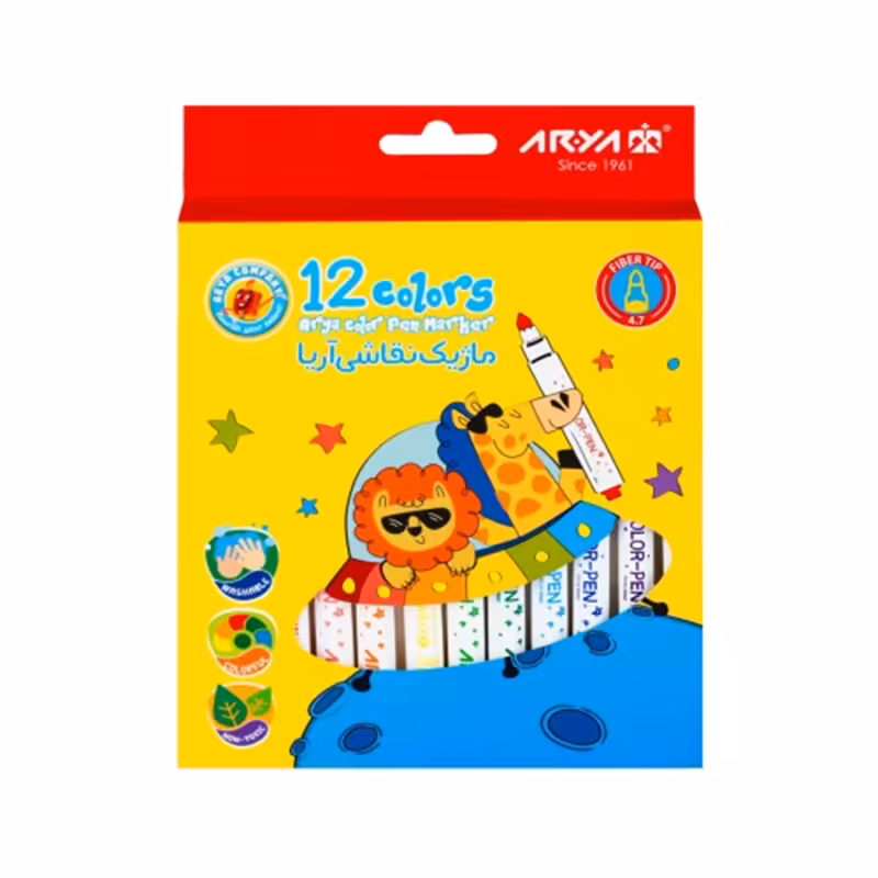 ماژیک نقاشی 12 رنگ آریا 4.7 کد 9081