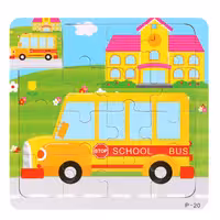 پازل چوبی کودک مدل اتوبوس مدرسه کد 44P20