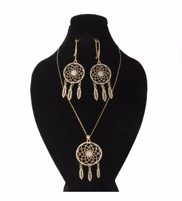 نیم ست طلا زنانه 18 عیار مدل دریم -7 گرم