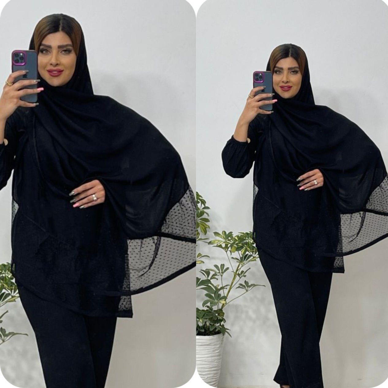 شال مشکی تور دار