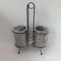 جا قاشقی دو قلو اکرولیک طرح فلزی برند بازن مدل تایلندی با پایه فلزی مشکی