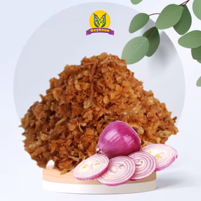 پیاز داغ نگینی سرخ شده با روغن زیرو ترانس 180 گرمی