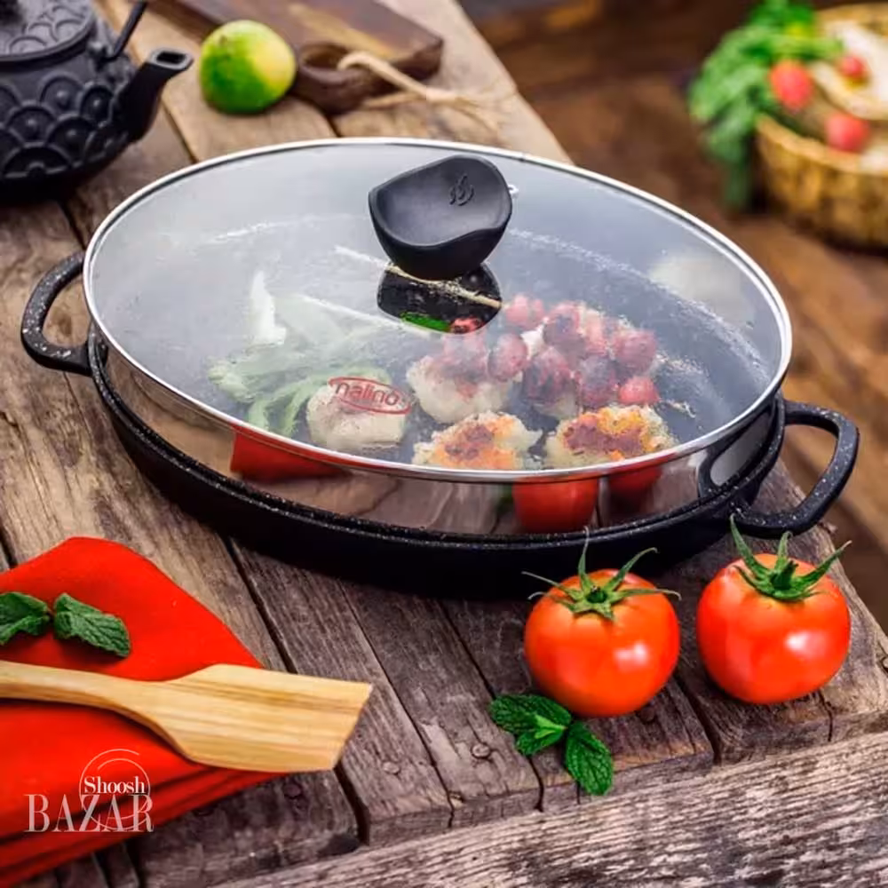 تابه چدنی بیضی دردار سایز 32 مدل آنجلو نالینو کد 0128
