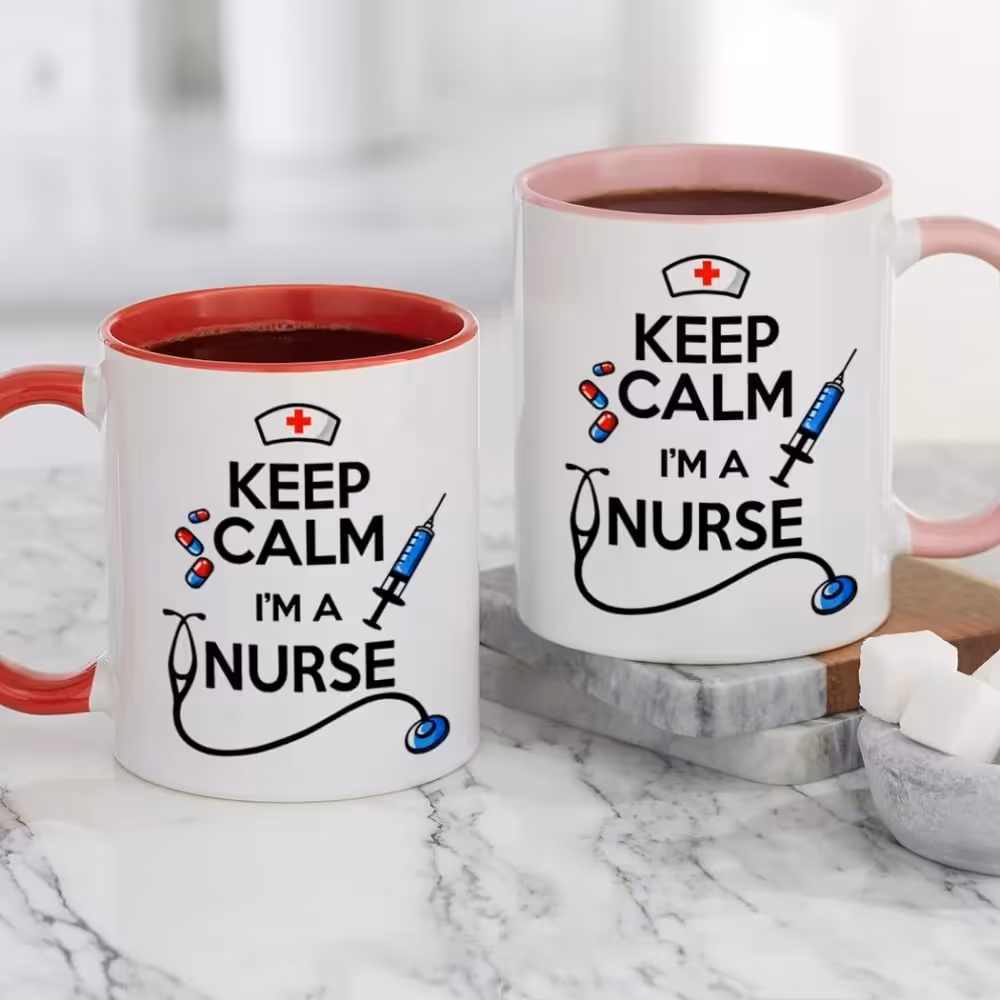 ماگ پرستار (لیوان) کد 4 مخصوص هدیه روز پرستار از جنس سرامیک با کیفیت درجه یک و رنگ قرمز