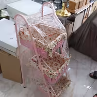 سبد سیب زمینی پیاز3طبقه/سفید و صورتی