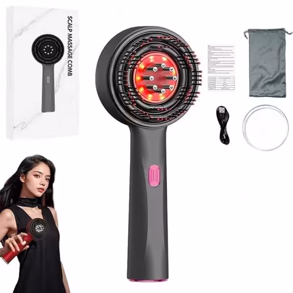 خرید و قیمت شانه ماساژور سر و روغن تراپی شارژی - کی ام کالا