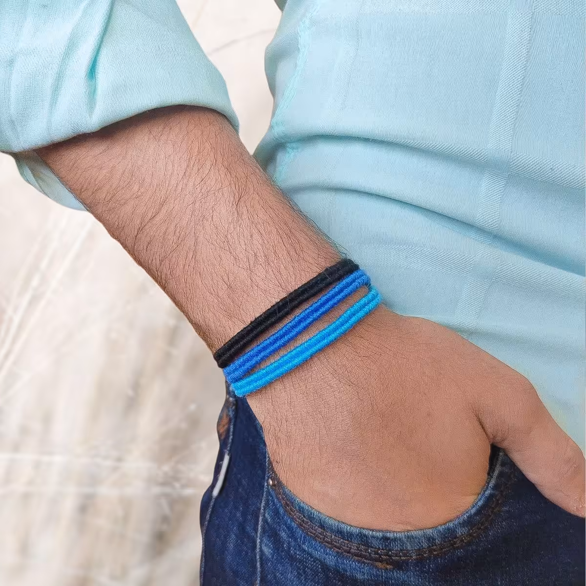 دستبند پسرانه دو ردیفه رنگ دلخواه دونه ای - اکسسوری مهری