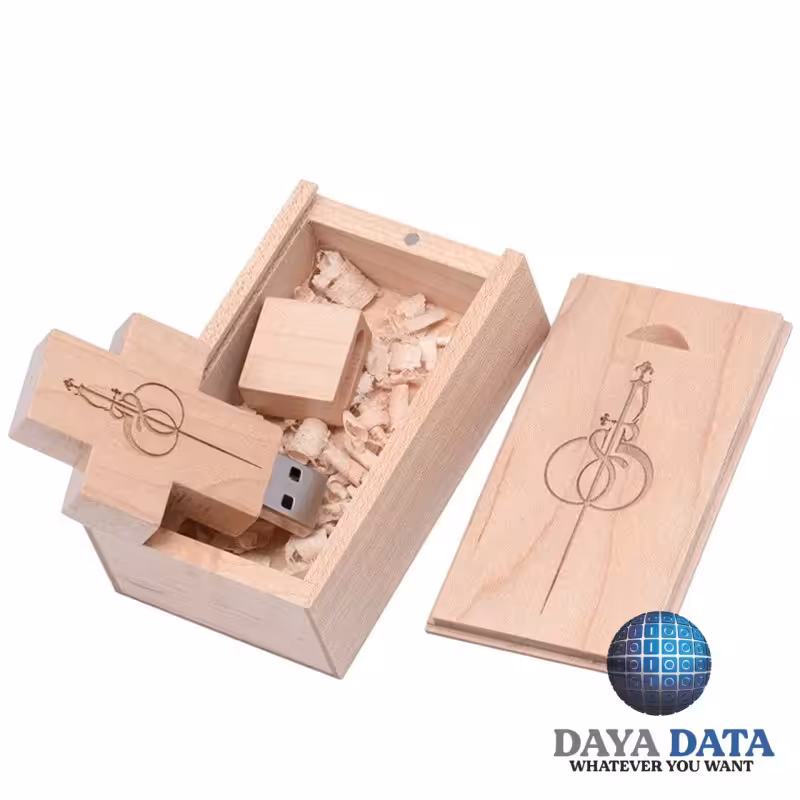 فلش مموری  چوبی  دایا  دیتا  طرح صلیب مدل  WO1007-7  ظرفیت128GB -USB2 