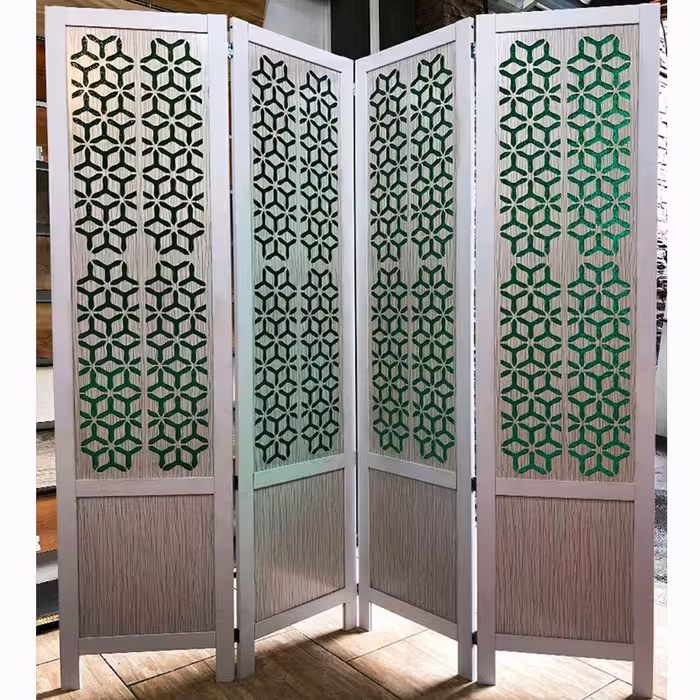 پارتیشن سنتی چهار لنگه سفید سبز کد 4001 (پرداخت کرایه پس از تحویل)