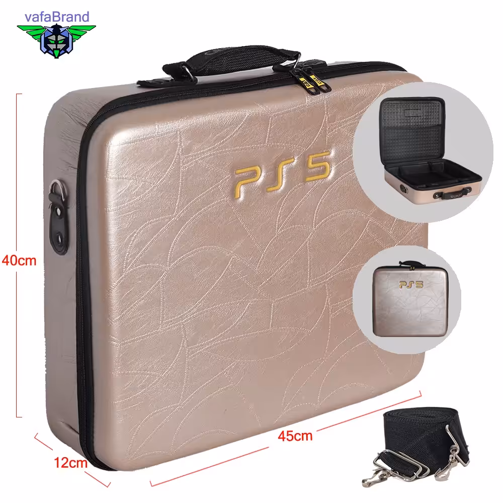 کیف حمل پی اس فایو - طرح چرم پازلی - رزگلد