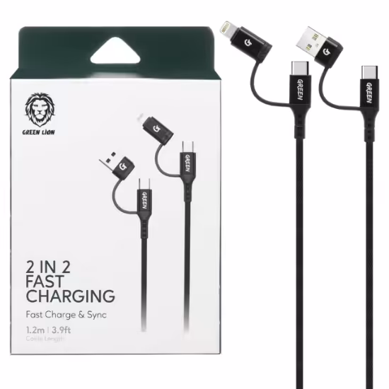 کابل تبدل فست شارژ 2in 2گرین لاین مدل GN2IN2C به طول 1.2متری