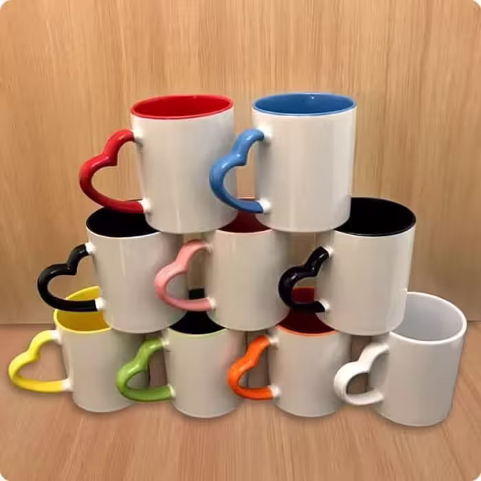 لیوان دسته قلبی داخل رنگی