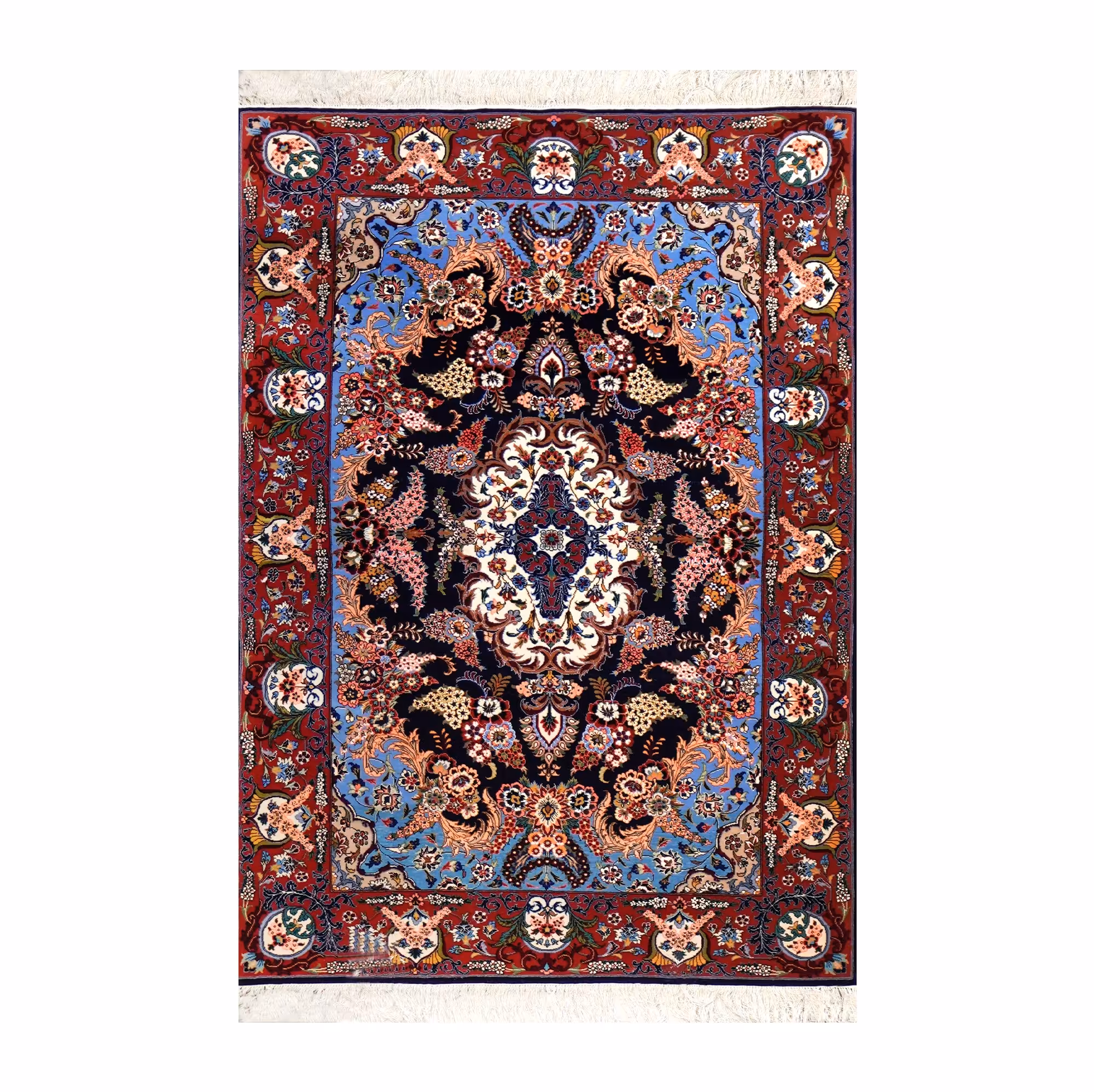 فرش دستبافت زرع و نیم ایلام 60 رج چله ابریشم و گل ابریشم