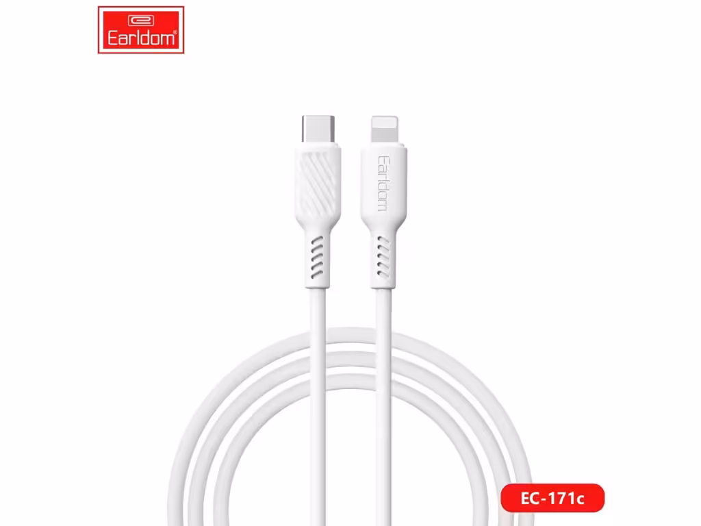 کابل شارژ سریع تایپ سی به لایتنینگ یک متری 20 وات ارلدام Earldom EC-171 Lightning cable 1.0m