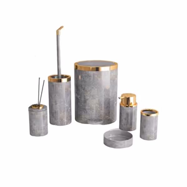 ست بهداشتی 6 پارچه روشا بتنی طوسی-طلایی