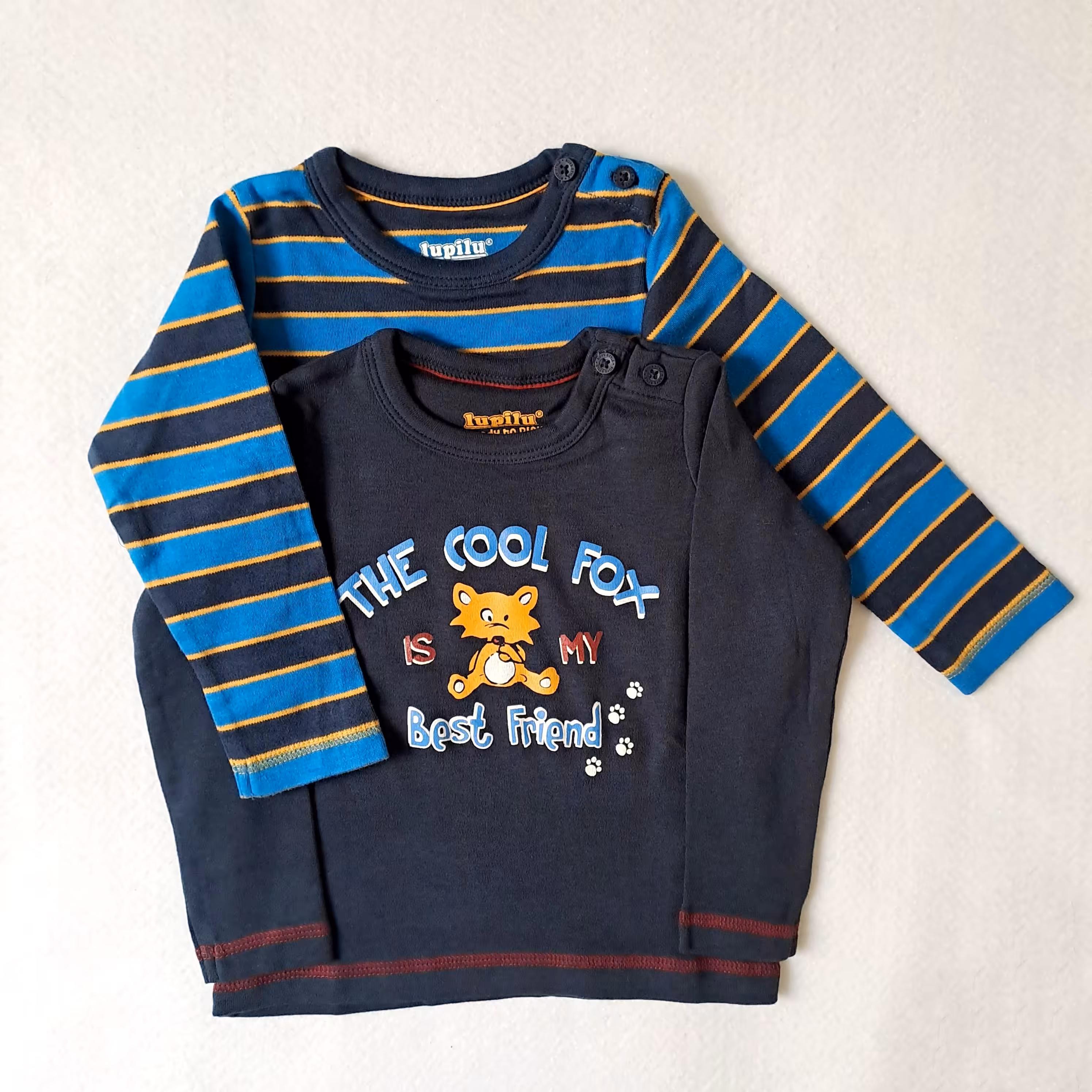 پک دوعددی بلوز آستین بلند لوپیلو سایز 2 تا 6 ماه و 6 تا 12 ماه