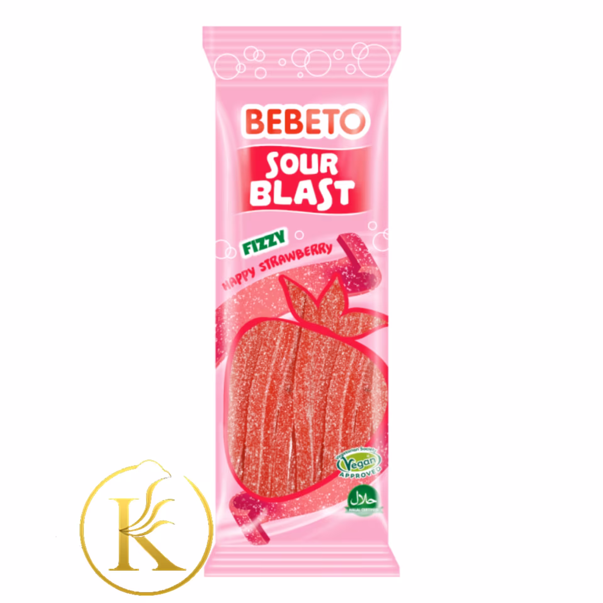 پاستیل ترش نواری توت فرنگی شکری ببتو ترکیه BEBETO (180 گرم)

