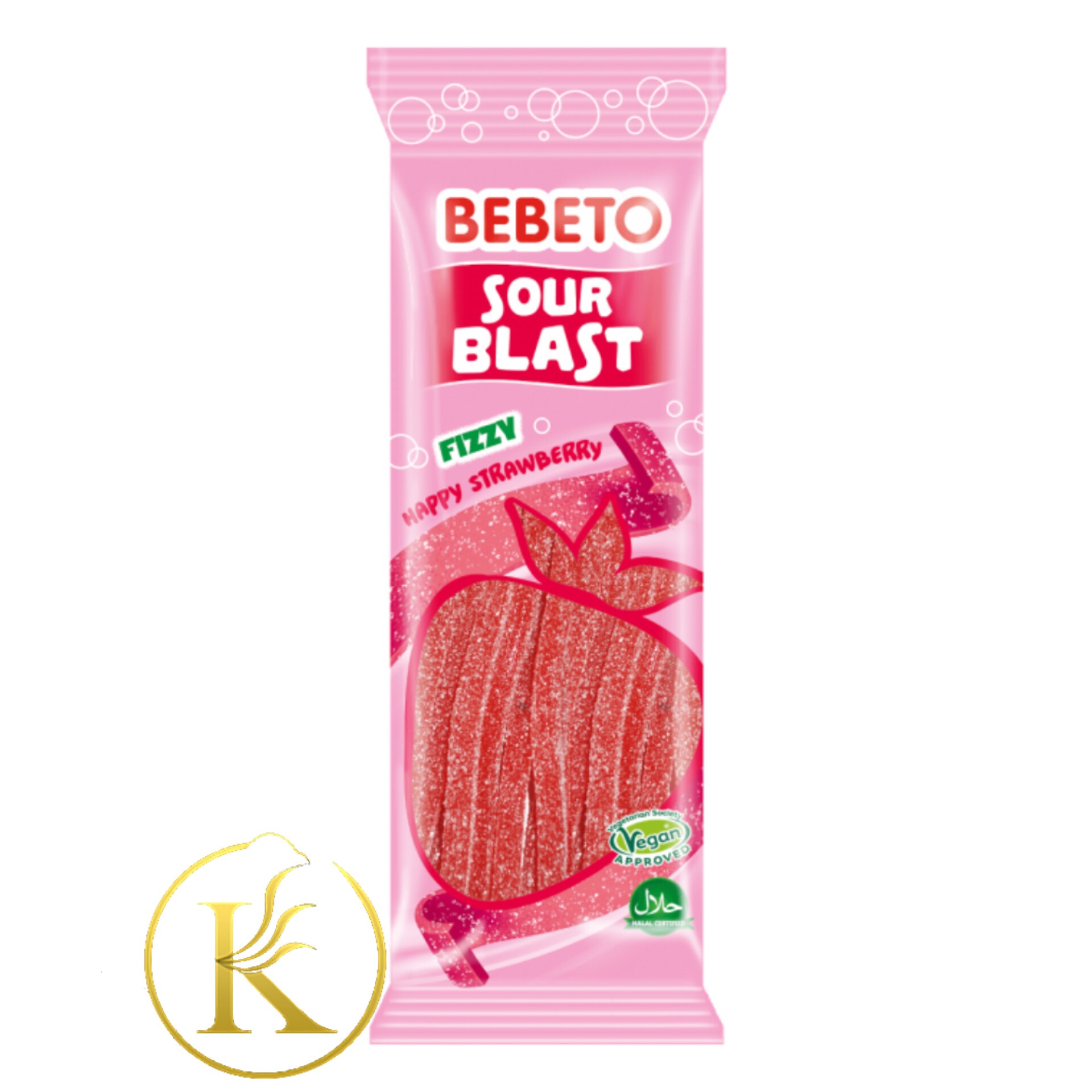 پاستیل ترش نواری توت فرنگی شکری ببتو ترکیه BEBETO (180 گرم)


