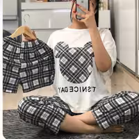 ست سه تیکه تیشرت شلوار شلوارک کیفیت عالی در 24 طرح فانتزی